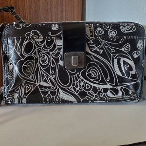 Sakroots Black and Silver Songbird Wristlet Crossbody